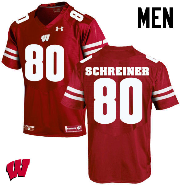 Wisconsin Badgers Men's #80 Dave Schreiner NCAA Under Armour Authentic Red College Stitched Football Jersey TT40N08RB